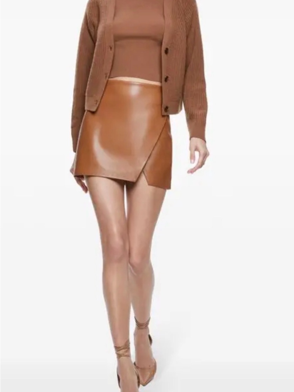 Alice+olivia leather brown skirt